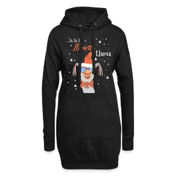 Xmas Lama Weihnachten Party Lametta Lustig - Hoodie-Kleid - Schwarz - Vorne