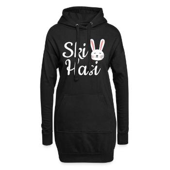 Skiurlaub Skihase Skihasi Skihasen - Hoodie-Kleid - Schwarz - Vorne
