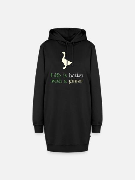 Das Leben ist besser mit einer Gans - Hoodie-Kleid - Schwarz