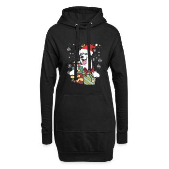 Sibirischer Husky Hund Weihnachten Santa Geschenk - Hoodie-Kleid - Schwarz - Vorne