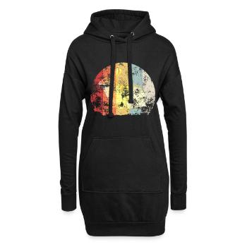 Lapin rétro - Sweat-shirt à capuche long Femme - noir - Devant