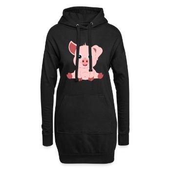 Schwein Schweinchen Ferkel Jahr des Schweins - Hoodie-Kleid - Schwarz - Vorne