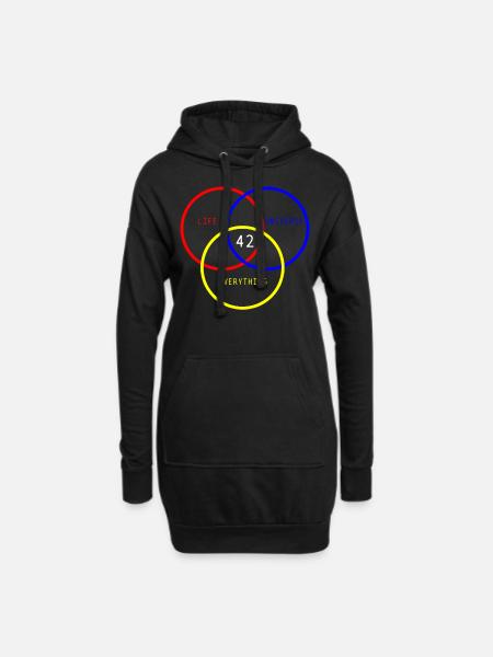 42 Sci Fi Ist Die Antwort - Hoodie-Kleid - Schwarz
