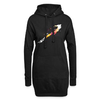 Trompette avec notes de musique - Sweat-shirt à capuche long Femme - noir - Devant