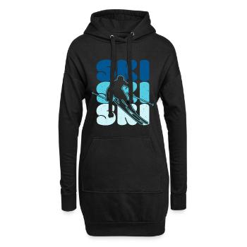 Skifahrer, Skifahren - Hoodie-Kleid - Schwarz - Vorne