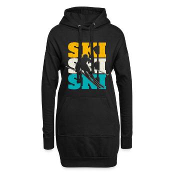 Skifahrer, Skifahren - Hoodie-Kleid - Schwarz - Vorne