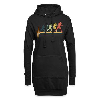 Battement de coeur de boxe - Sweat-shirt à capuche long Femme - noir - Devant