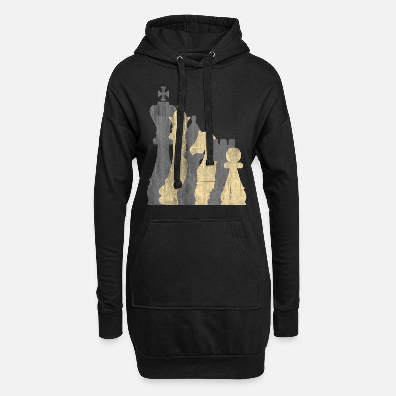 Schach Brettspiel - Hoodie-Kleid - Schwarz