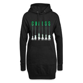Schach - Hoodie-Kleid - Schwarz - Vorne