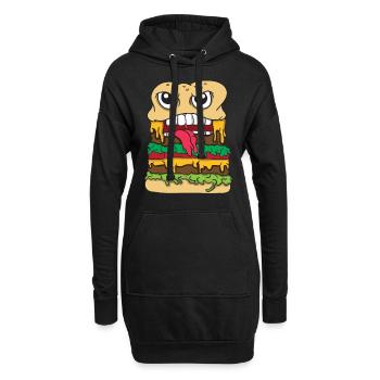 Essen Food Pizza Fastfood Brainfood Ernährung cook - Hoodie-Kleid - Schwarz - Vorne