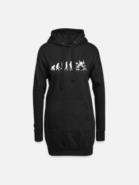 Drummer Schlagzeuger T-Shirt Schlagzeug Evolution - Hoodie-Kleid - Schwarz