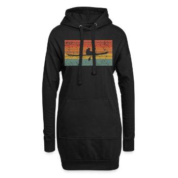 Canoë-kayak vintage silhouette rétro - Sweat-shirt à capuche long Femme - noir - Devant