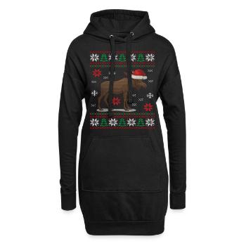 Joyeux Christmoose Noël orignal cerf - Sweat-shirt à capuche long Femme - noir - Devant