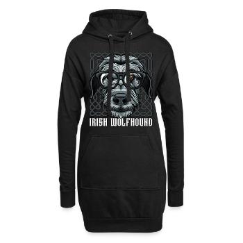 Nerdy Irischer Wolfshund | Cool Brille Geschenk - Hoodie-Kleid - Schwarz - Vorne