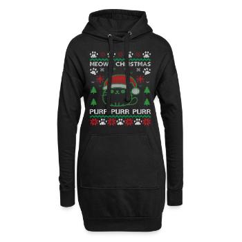 Miaou noël noël pull moche chats - Sweat-shirt à capuche long Femme - noir - Devant