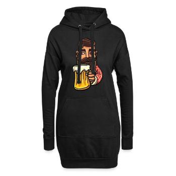 Barbe bière alcool boisson hipster barbe cadeau - Sweat-shirt à capuche long Femme - noir - Devant