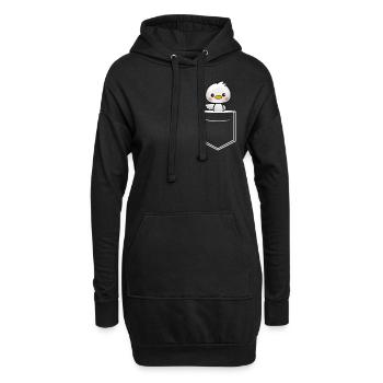 Brusttasche Ente - Hoodie-Kleid - Schwarz - Vorne