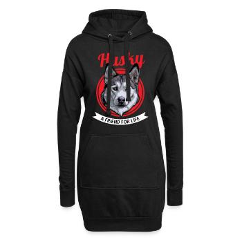 chien de traîneau - Sweat-shirt à capuche long Femme - noir - Devant