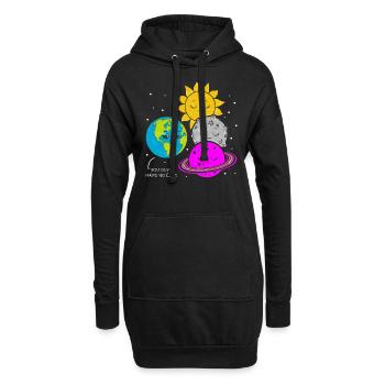 Earth Moon Planet Physique du système solaire Funny Life - Sweat-shirt à capuche long Femme - noir - Devant