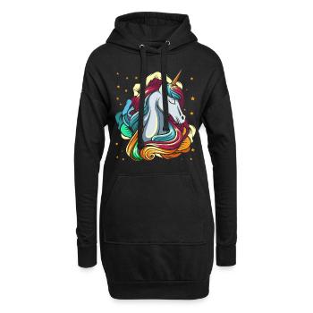 Einhorn - Hoodie-Kleid - Schwarz - Vorne