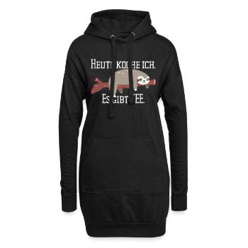 Aujourd’hui, je cuisine - Il y a du thé / paresseux & cuisine - Sweat-shirt à capuche long Femme - noir - Devant