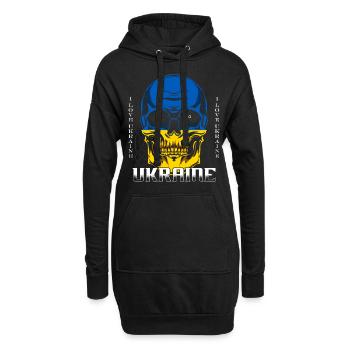 Ukraine - Hoodie-Kleid - Schwarz - Vorne