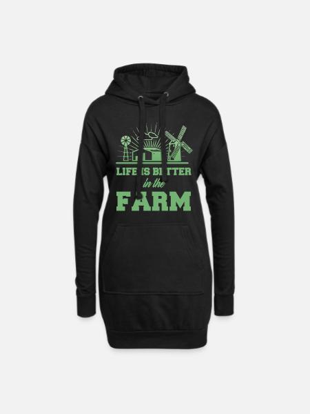Bauer Farmer Landwirt Traktor Bauernhof Geschenk - Hoodie-Kleid - Schwarz