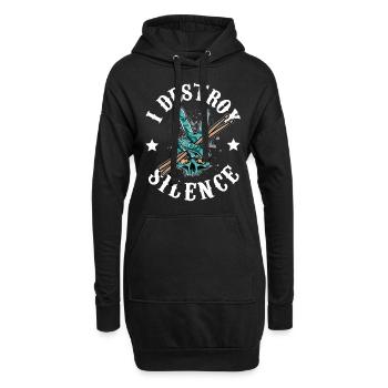 Drum Drummer I Destroy Silence Rock Schlagzeug - Hoodie-Kleid - Schwarz - Vorne