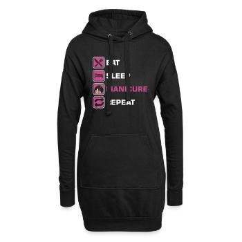 Mangez Sommeil Manucure Répétez Manucure NailTech - Sweat-shirt à capuche long Femme - noir - Devant