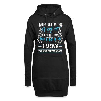 Né en 1993 assez proche de la perfection - Sweat-shirt à capuche long Femme - noir - Devant