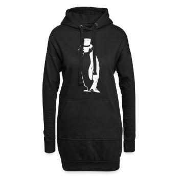 Pinguin T-Shirt - Pinguin mit Zylinder Geschenk - Hoodie-Kleid - Schwarz - Vorne