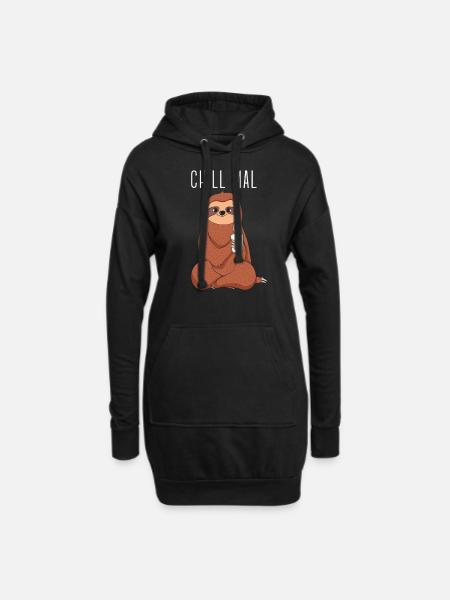 Faultier - Chill mal - Hoodie-Kleid - Schwarz