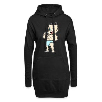 Bébé avec six muscles pack - Sweat-shirt à capuche long Femme - noir - Devant