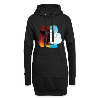 Cat Cat Angel Devil Evil Good Cute Meow - Hoodie Dress - black - Front