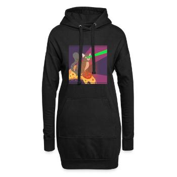 Katze Mieze Pizza Essen Hunger Kater Lustig - Hoodie-Kleid - Schwarz - Vorne