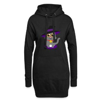 Süße Katze Mieze Miau Hexenhut Hexe Zaubern - Hoodie-Kleid - Schwarz - Vorne