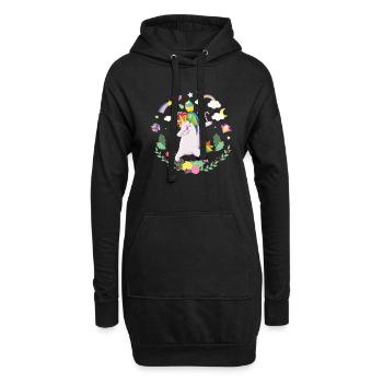 Licorne Tampon Créature Magique Fiction Colorée - Sweat-shirt à capuche long Femme - noir - Devant