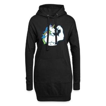 Licorne Muscles - Cadeau arc-en-ciel pour fitness - Sweat-shirt à capuche long Femme - noir - Devant