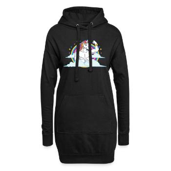 Licorne Muscles - Cadeau arc-en-ciel pour fitness - Sweat-shirt à capuche long Femme - noir - Devant