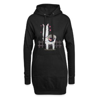 Faultier Lama - Hoodie-Kleid - Schwarz - Vorne