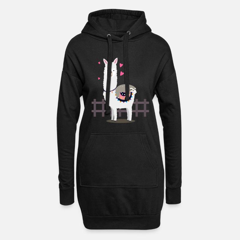 Lama Faultier - Hoodie-Kleid - Schwarz
