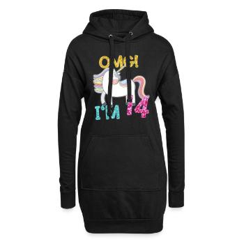 14 ans de cadeau d'anniversaire fille de Licorne - Sweat-shirt à capuche long Femme - noir - Devant