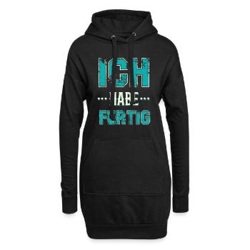 ich habe fertig blue - Hoodie-Kleid - Schwarz - Vorne