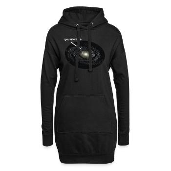 Vous êtes ici Galaxy Astronomy Planet Universe - Sweat-shirt à capuche long Femme - noir - Devant