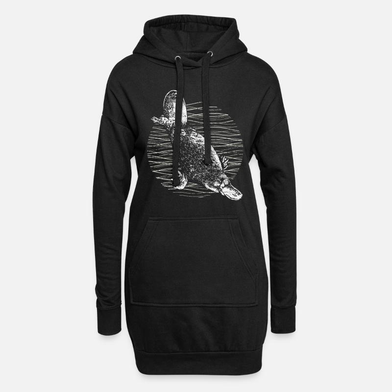 Schnabeltier Biber - Hoodie-Kleid - Schwarz