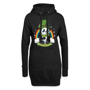Panda Bear St Patricks Day cadeau bière arc-en-ciel - Sweat-shirt à capuche long Femme - noir - Devant