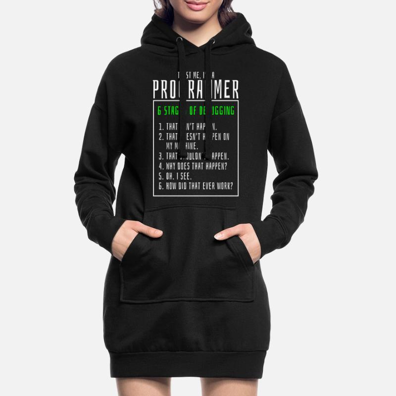 Debugging von Stufen Computerprogrammierer Hoodie-Kleid
