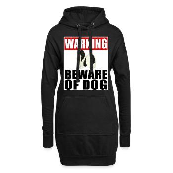 Attention, menton japonais, attention, chien - Sweat-shirt à capuche long Femme - noir - Devant
