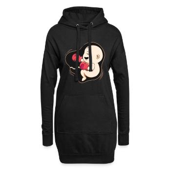 Boxer boxer bébé grossesse ventre cadeau - Sweat-shirt à capuche long Femme - noir - Devant