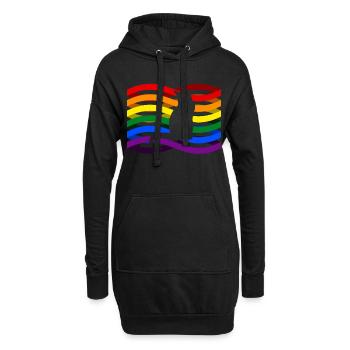 Regenbogen Katze - Hoodie-Kleid - Schwarz - Vorne